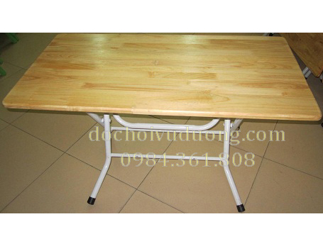 Bàn gỗ chân sắt gấp